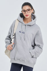Skullpig Lettering Fleece Hoodie - Gray
