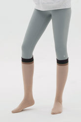 Bold Color-Block Knee-High Socks - Beige
