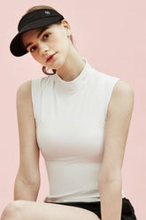 High-Neck Sleeveless Top - White