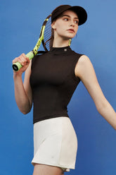 High-Neck Sleeveless Top - Black