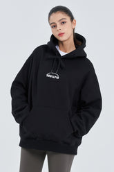Skullpig Lettering Fleece Hoodie - Black