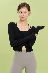 Front Slit Shirring Cover-up - Black