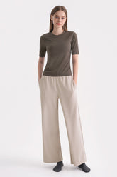 Corduroy Wide-Leg Pants - Beige