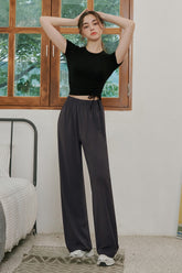 Soft Relaxed-Fit Wide-Leg Pants - Charcoal