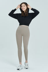 EcoTech Premium Cropped Zip-Up Hoodie - Black