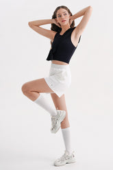 2-in-1 Training Shorts with Built-in Leggings - White