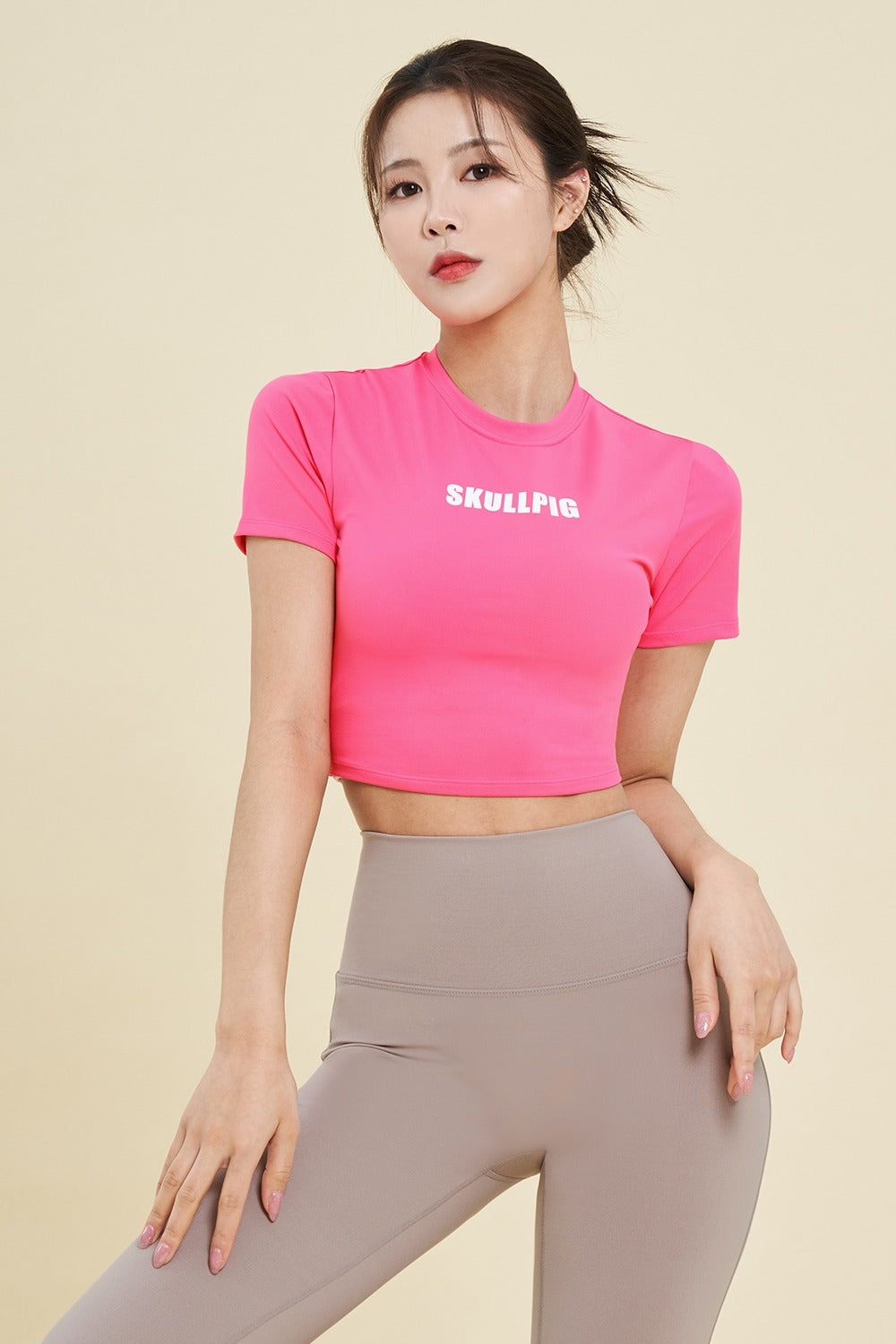 Logo Cropped Short Sleeve T-Shirt  - Pink