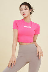 Logo Cropped Short Sleeve T-Shirt  - Pink