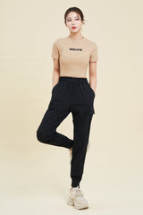 Logo Cropped Short Sleeve T-Shirt  - Beige