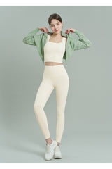 EcoTech Premium Cropped Zip-Up Hoodie - Linen Beige