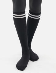 Double Line Knee Socks – White