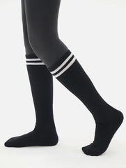 Double Line Knee Socks – White