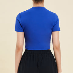 Logo Cropped Short Sleeve T-Shirt  - Blue