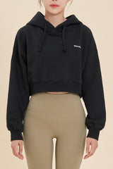 Logo Cropped Hoodie - Black