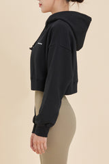 Logo Cropped Hoodie - Black