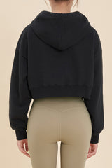 Logo Cropped Hoodie - Black