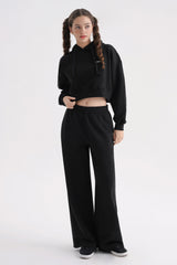 Logo Cropped Hoodie - Black