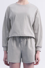 ECOTECH Premium Drawstring Crop Sweatshirt - Black