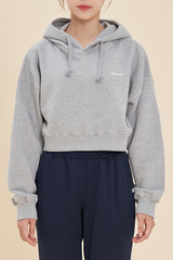 Logo Cropped Hoodie - Black