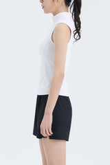 High-Neck Sleeveless Top - White