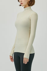 Soft Warm High-Neck Top - Light Beige