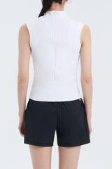 High-Neck Sleeveless Top - White