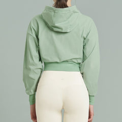 EcoTech Premium Cropped Zip-Up Hoodie - Salt Green
