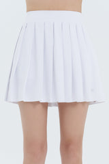 Pleated Active Skirt with Built-In Shorts - White