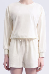 ECOTECH Premium Drawstring Crop Sweatshirt - Black