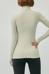 Soft Warm High-Neck Top - Light Beige