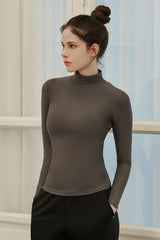 Soft Warm High-Neck Top - Light Beige