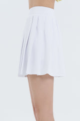 Pleated Active Skirt with Built-In Shorts - White