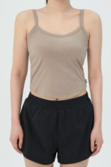 Cottonic Round-Neck Sleeveless Top - Wood Brown