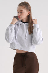 Logo Cropped Hoodie - Black