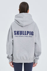 Skullpig Lettering Fleece Hoodie - Black