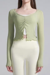 Front Slit Shirring Cover-up - Black