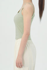 Cottonic Round-Neck Sleeveless Top - Wood Brown