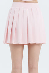 Pleated Active Skirt with Built-In Shorts - White