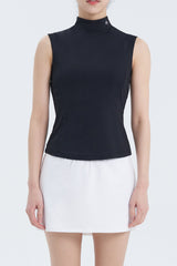 High-Neck Sleeveless Top - White