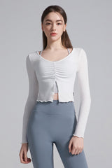 Front Slit Shirring Cover-up - Black