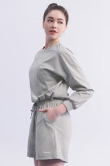 ECOTECH Premium Drawstring Crop Sweatshirt - Black