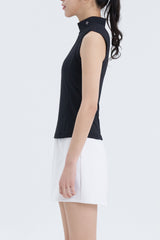 High-Neck Sleeveless Top - White