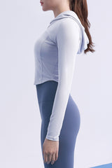 Soft Round Crop Zip-Up Hoodie - Plum Purple