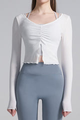 Front Slit Shirring Cover-up - Black