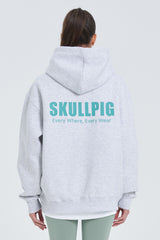 Skullpig Lettering Fleece Hoodie - Black