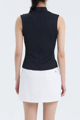 High-Neck Sleeveless Top - White