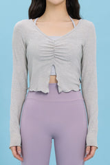 Front Slit Shirring Cover-up - Black