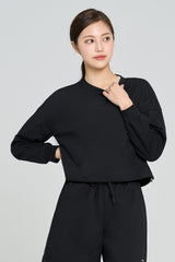 ECOTECH Premium Drawstring Crop Sweatshirt - Black