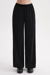 Corduroy Wide-Leg Pants -Black