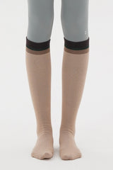 Bold Color-Block Knee-High Socks - Beige